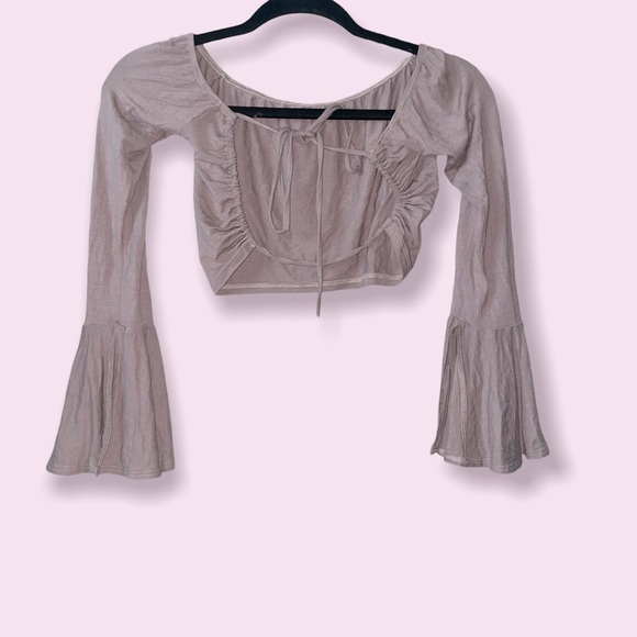 Bell sleeved cropped blouse with tie up back!! ( NEW) - Picture 2 of 3